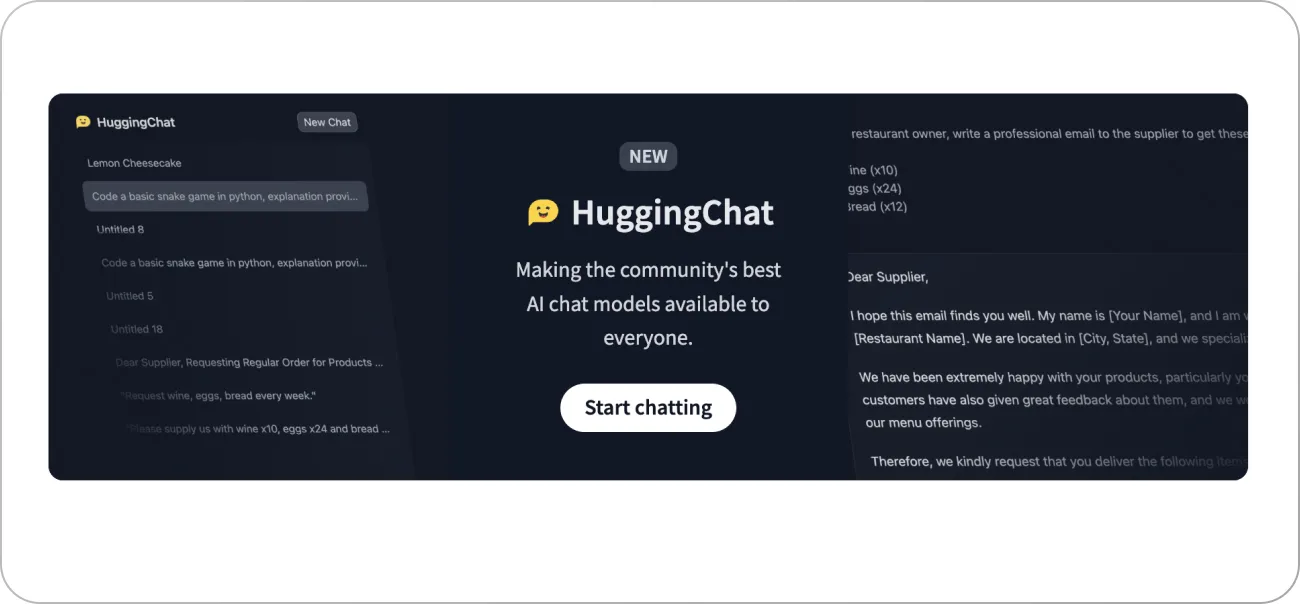 HuggingChat screenshot