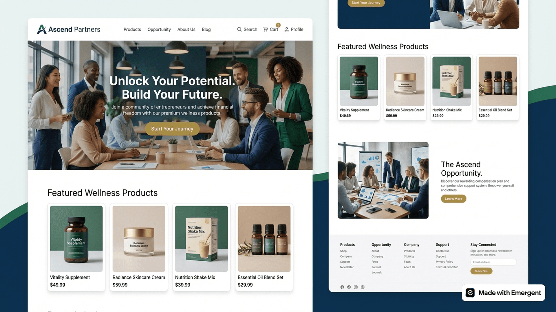 MLM website made with emergent