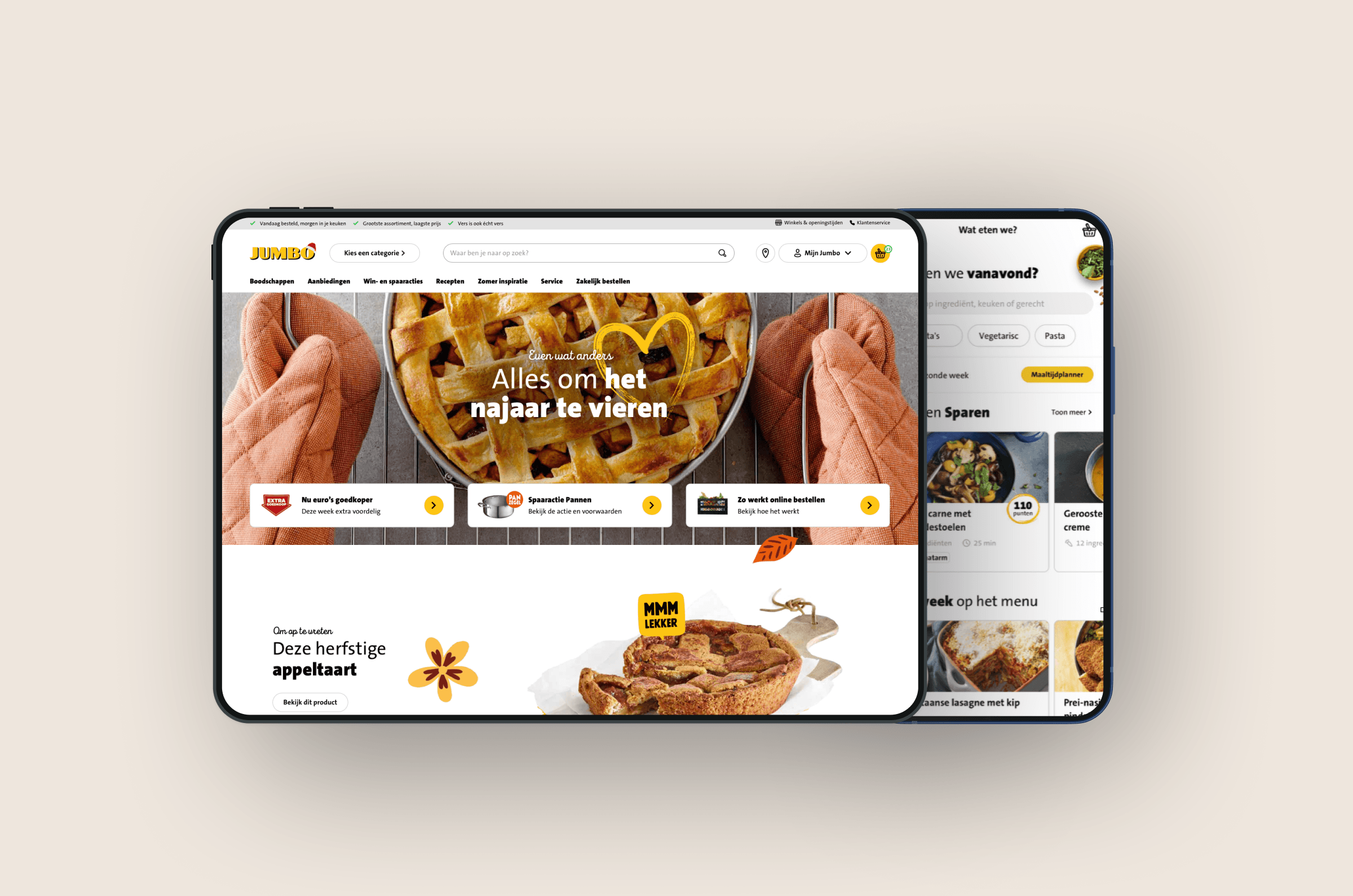 Mockup of redesign pages homepage and mobile wat eten we