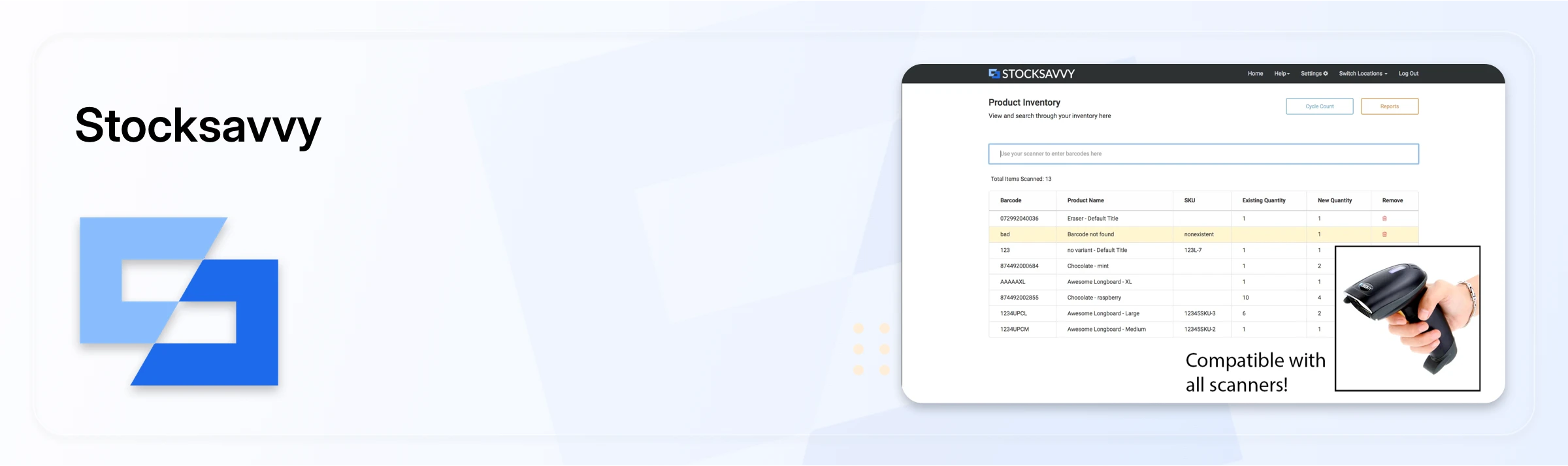 Inventory receiving scans po app