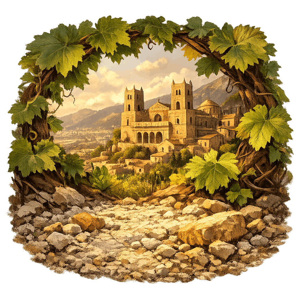 Detailed graphic of the Monreale wine region.