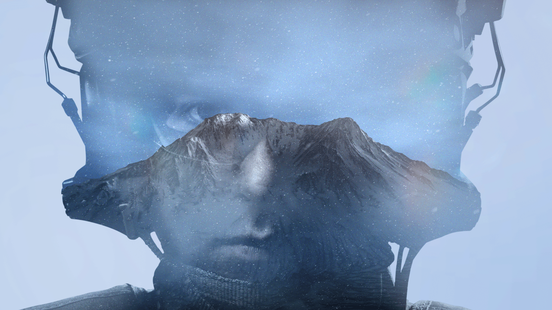 Person standing by a futuristic vehicle on a salt flat.