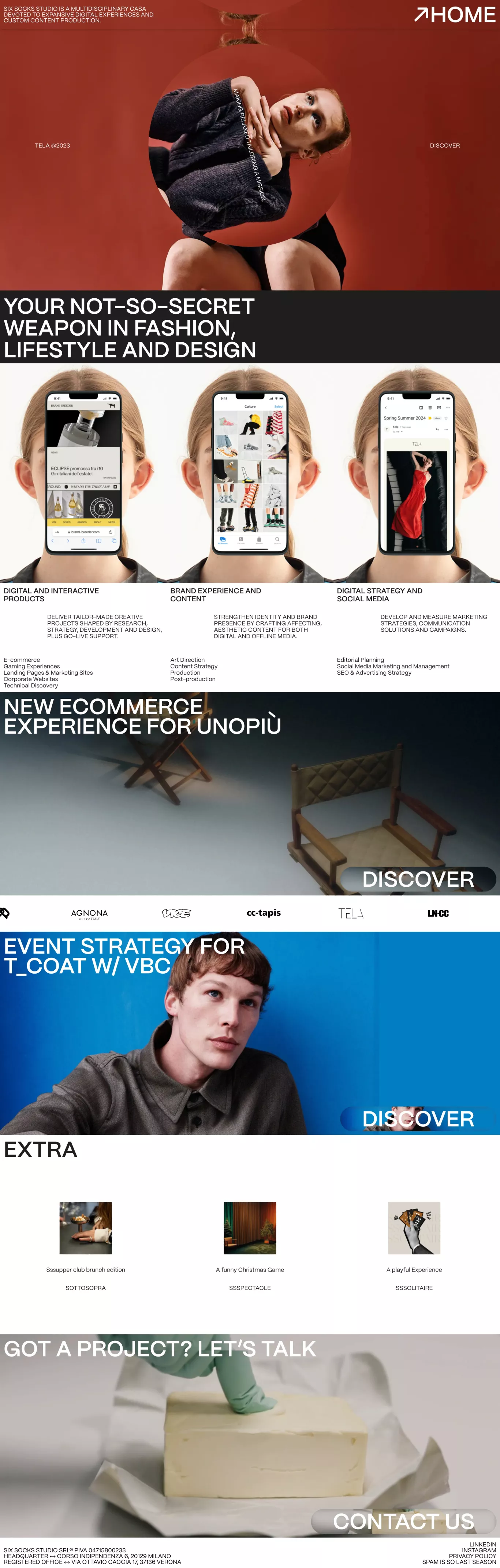 Six Socks Studio portfolio page screenshot showcasing Design design