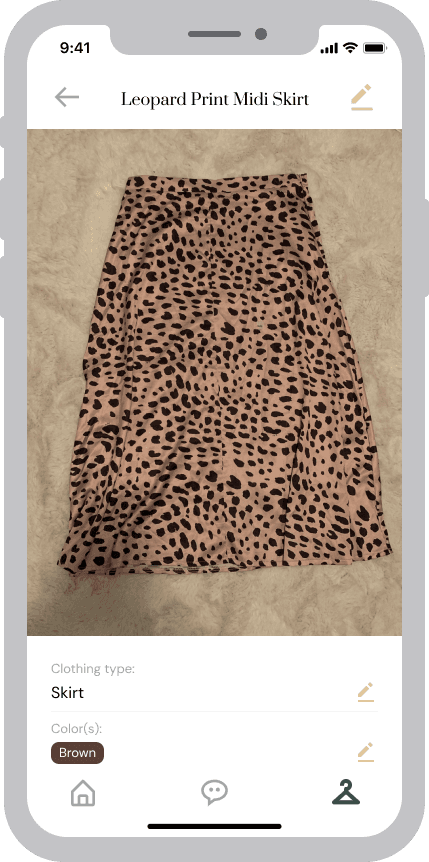 Mockup of clothing item information page