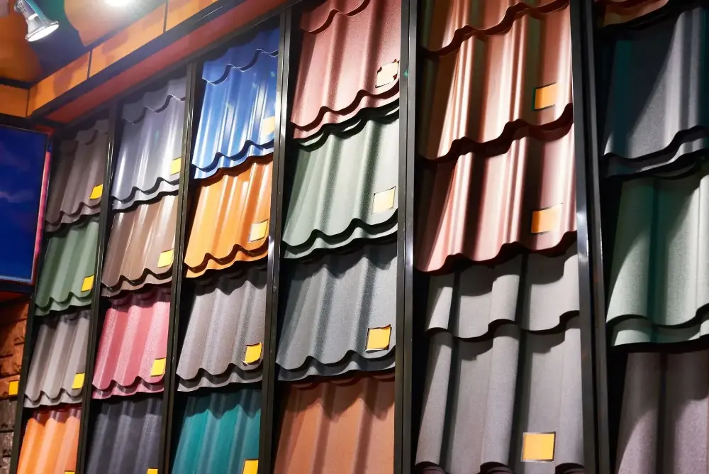 Échantillons de couleurs toiture métallique - palette complète disponible en showroom