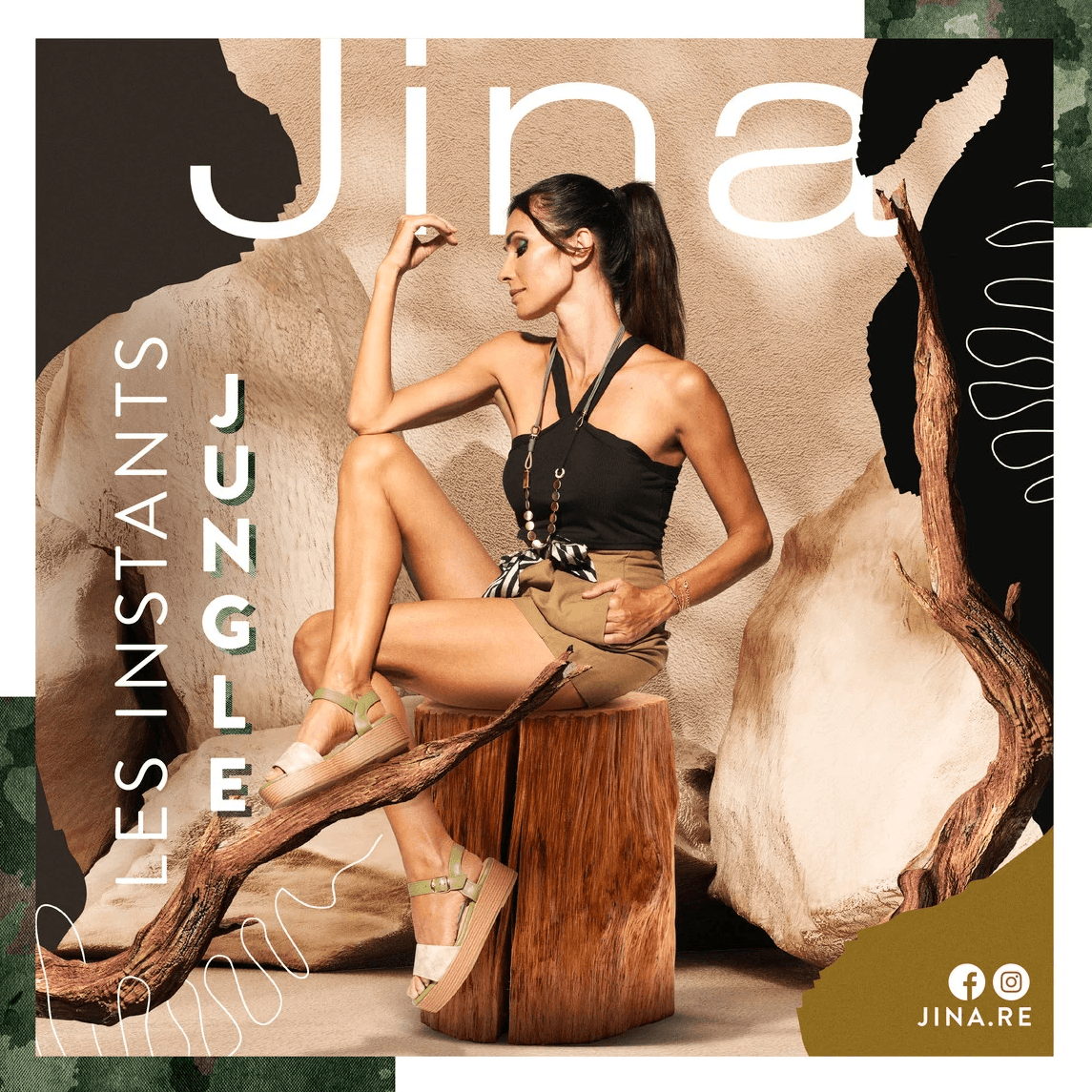 Campagne Jina Jungle — Femme posant dans un décor tropical luxuriant | Photographe David Dijoux, 974