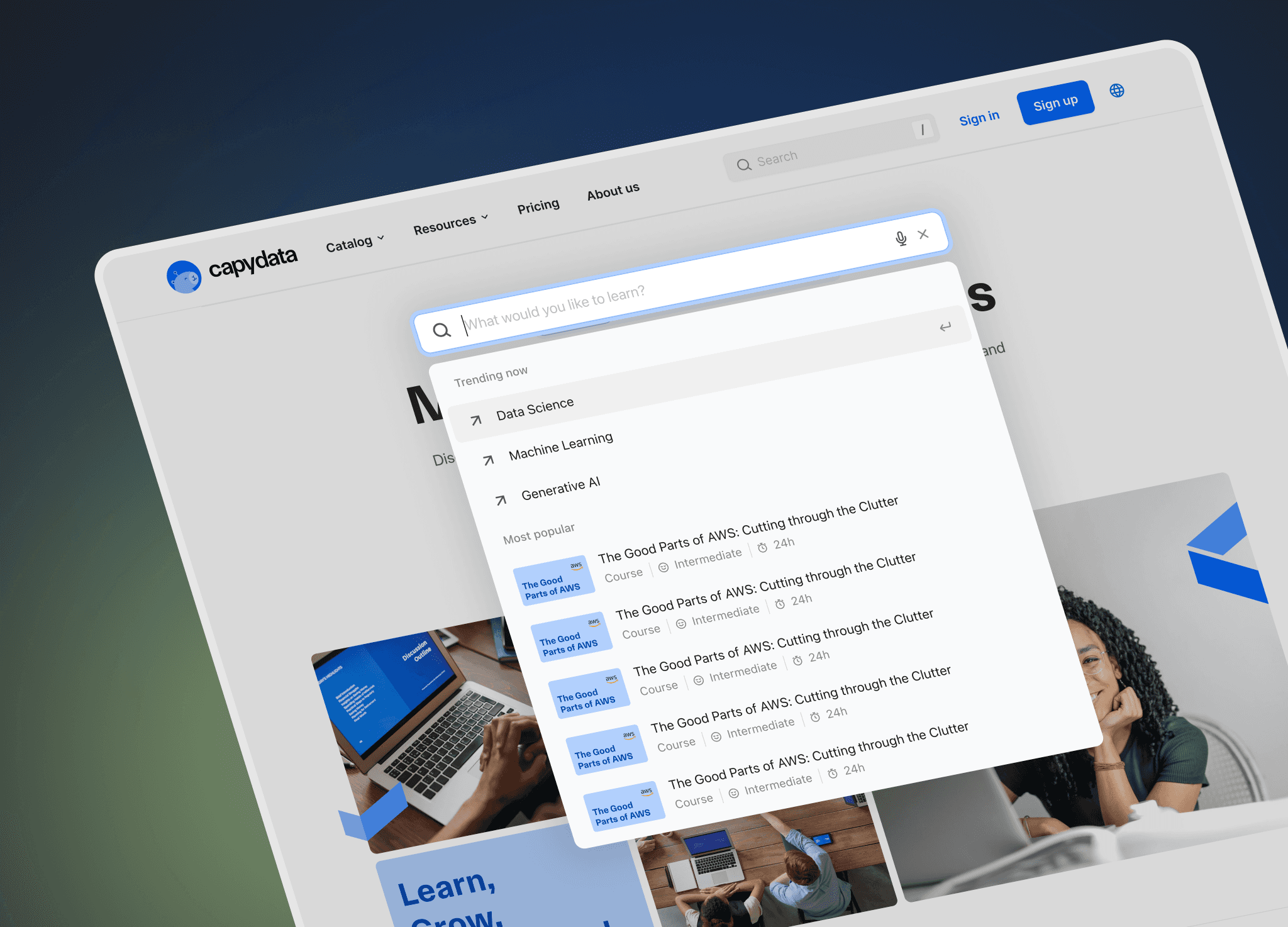 A desktop displaying e-learning platform