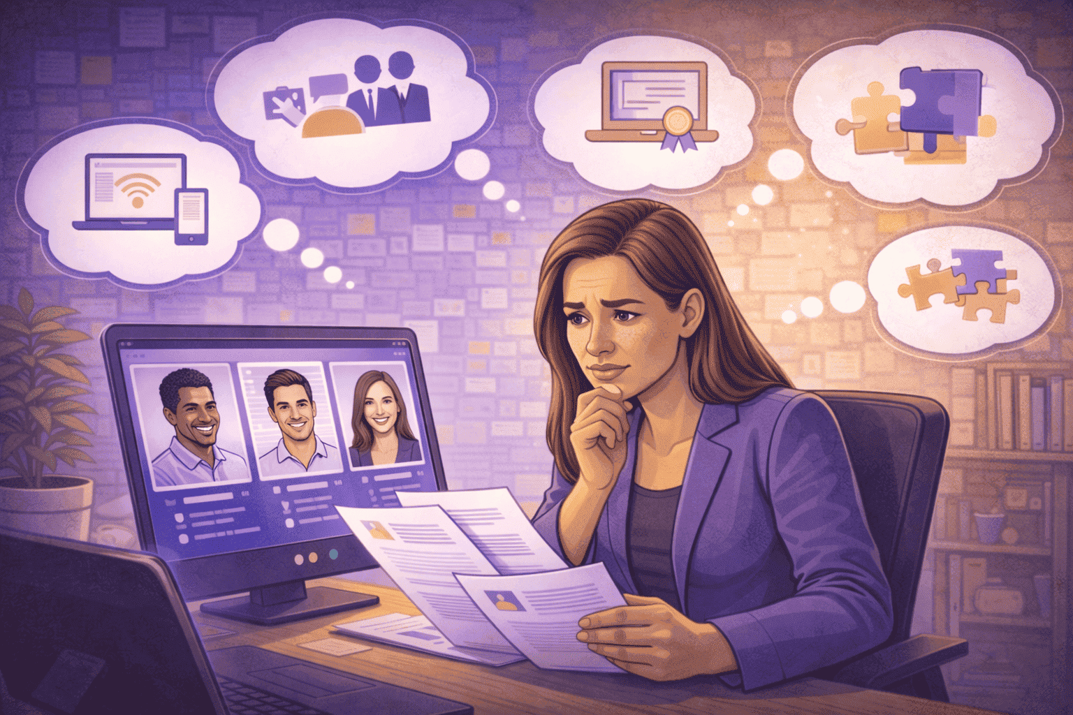 Recruiter reviewing remote candidates and feeling uncertain about which skills define a strong remote employee