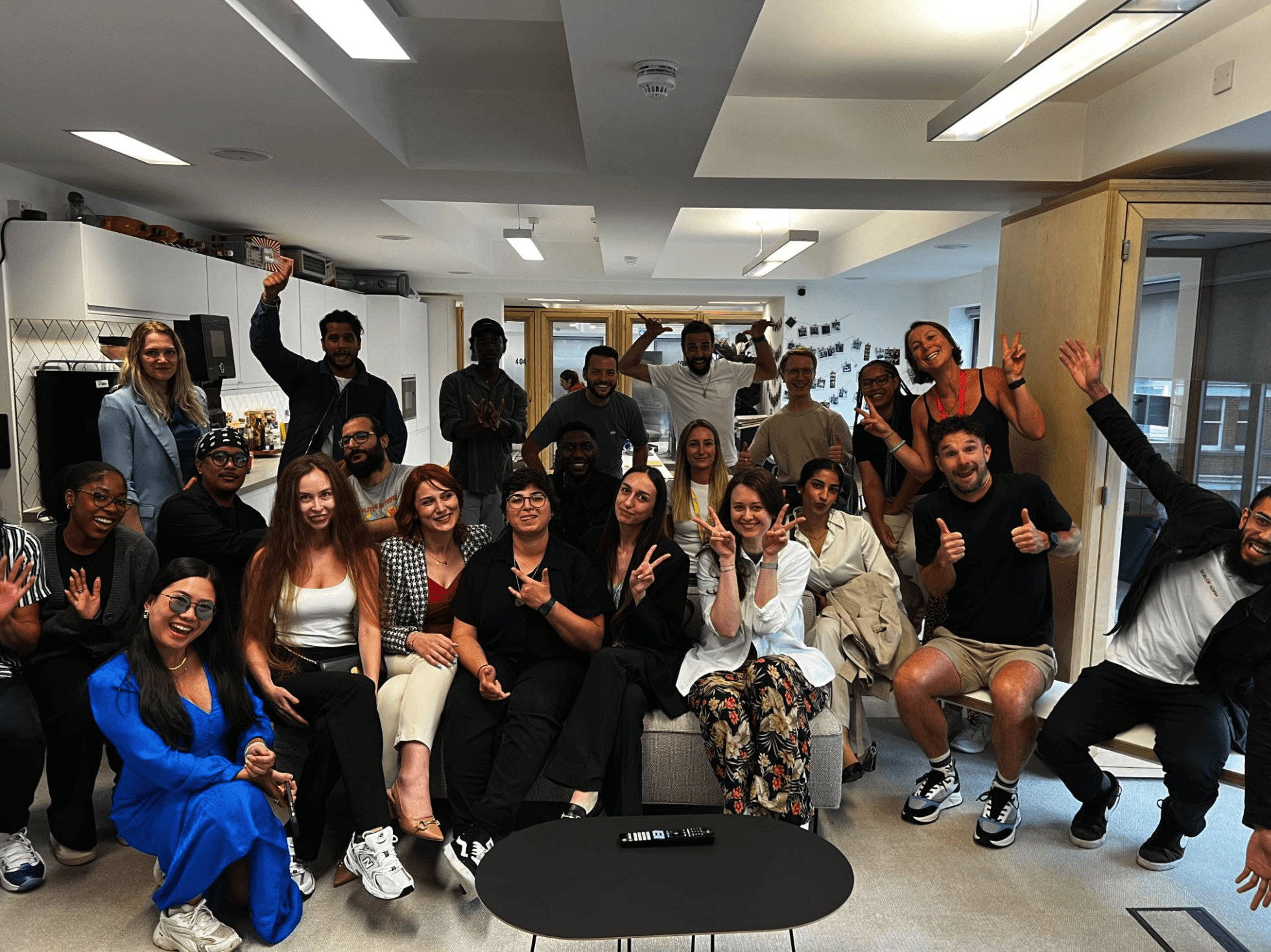 TravelPerk Hackathon participants group photo in London, 2024.