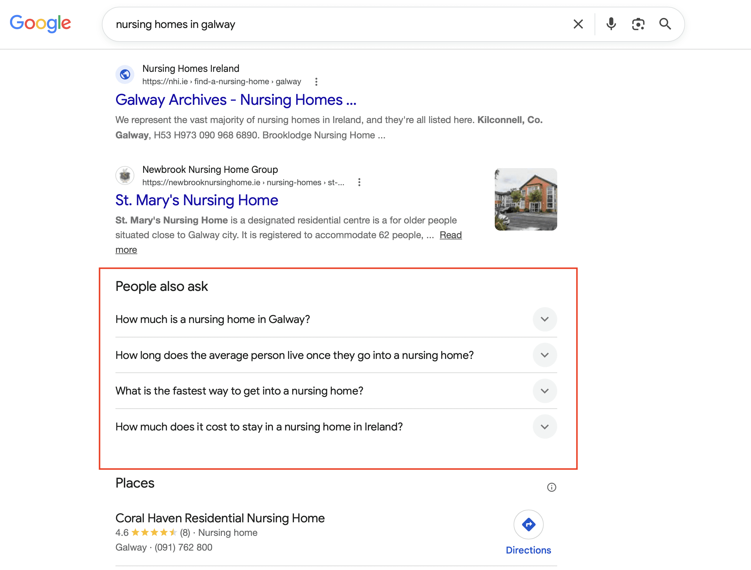 Google's 'People also ask' section