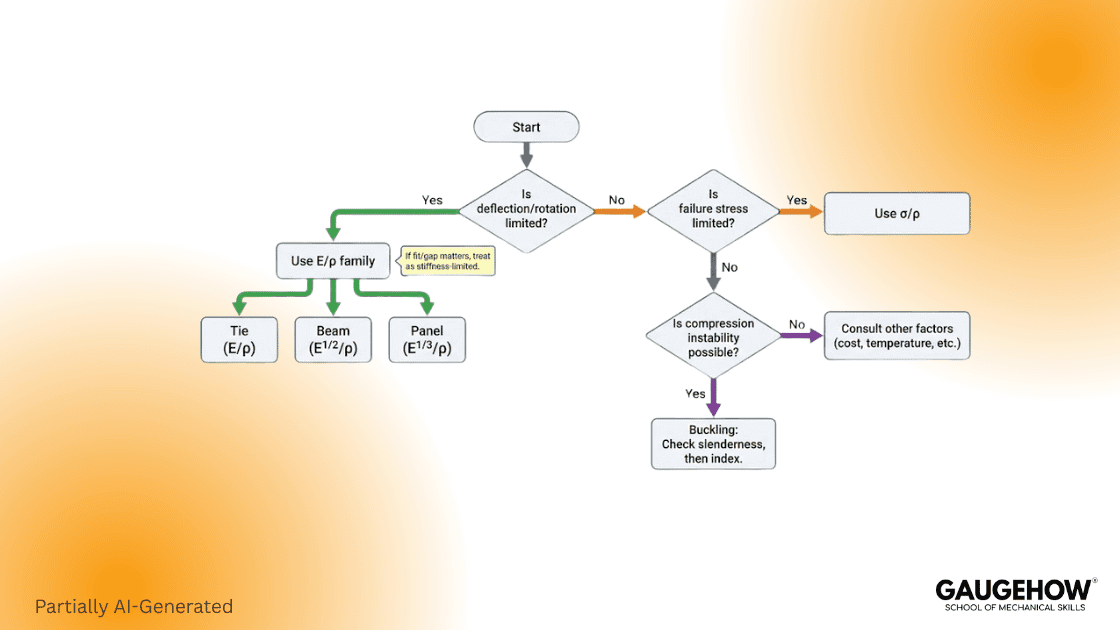 Specific strength vs modulus selection flowchart