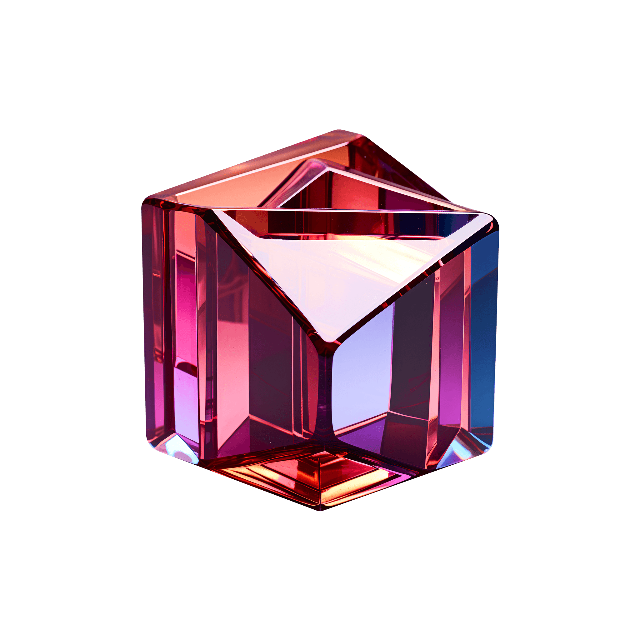 Animated glowing glass cube with a vibrant gradient