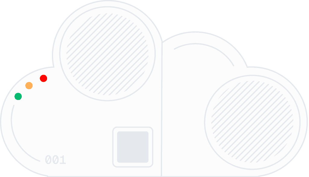 A white cloud featuring a microphone and speaker, symbolizing audio communication or broadcasting.
