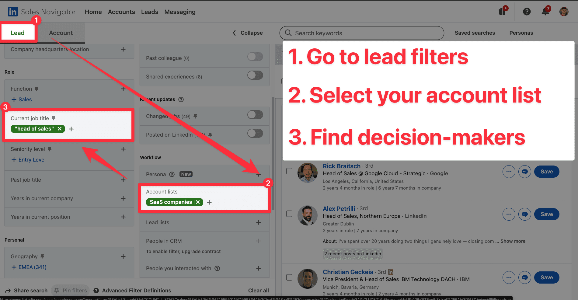 Find the Right Decision-Makers Inside SaaS Companies on LinkedIn Sales Navigator