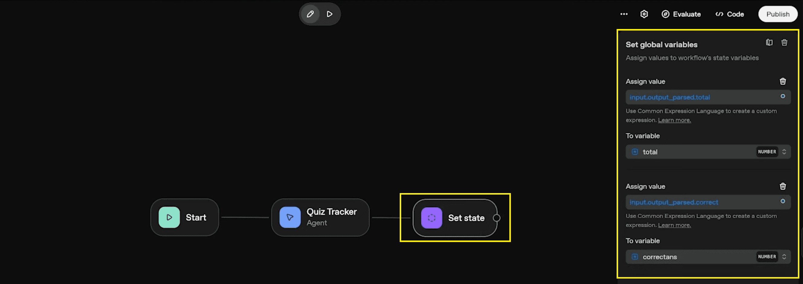 10. to variable - correct answer - assign value - correct answer