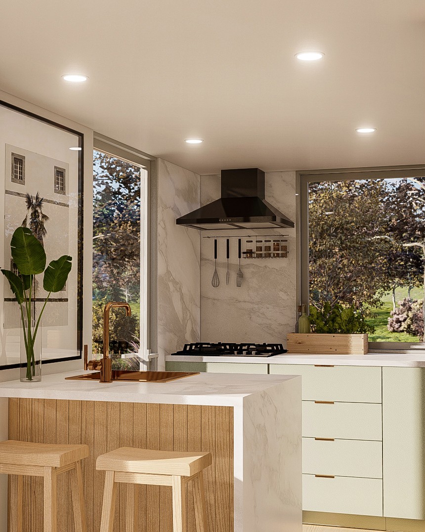 Double Trouble 7m/24ft tiny house kitchen