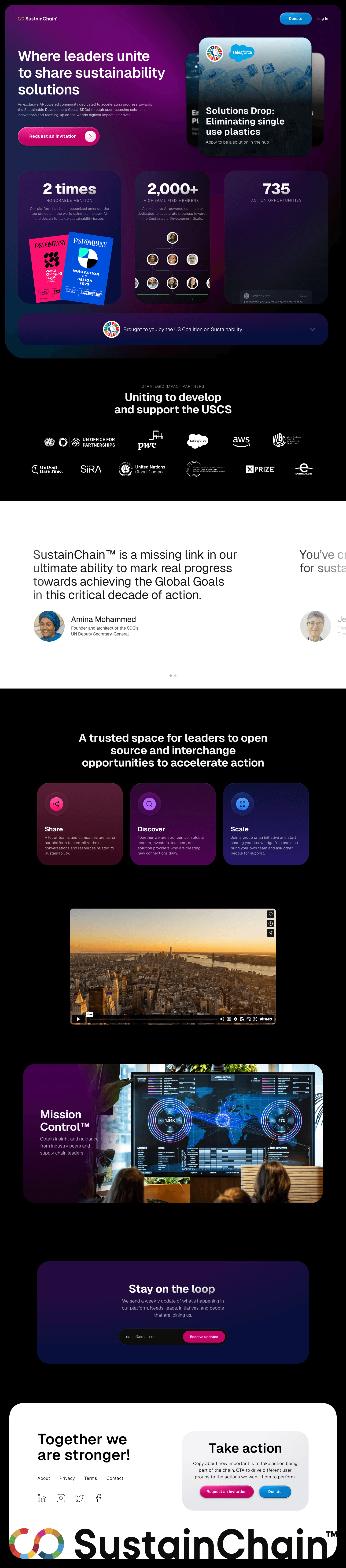 SustainChain logged-in homepage
