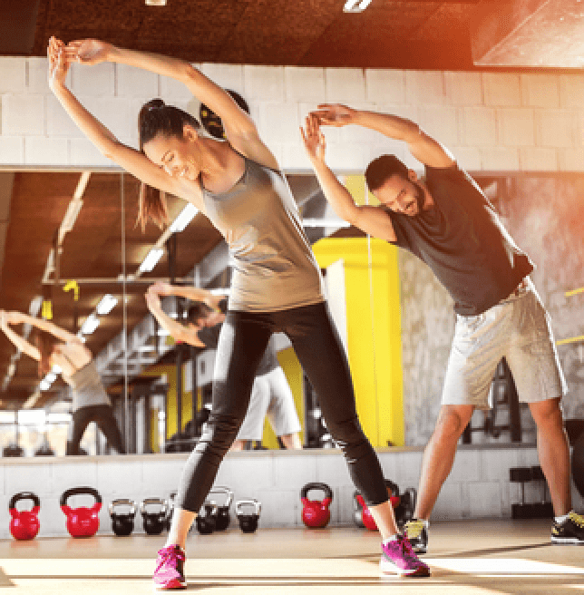 Man and woman exercising