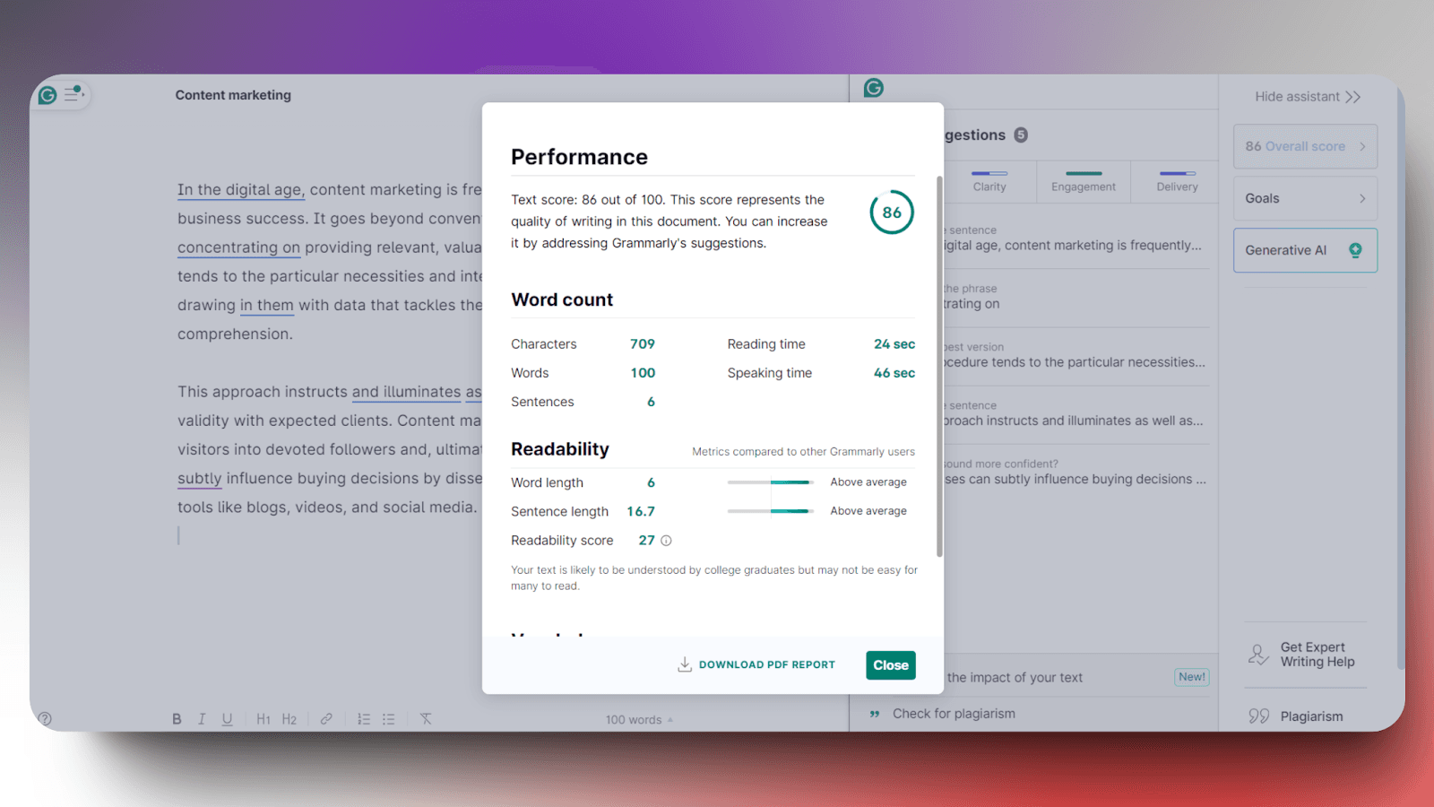 Article Rewriter Tool - Content score