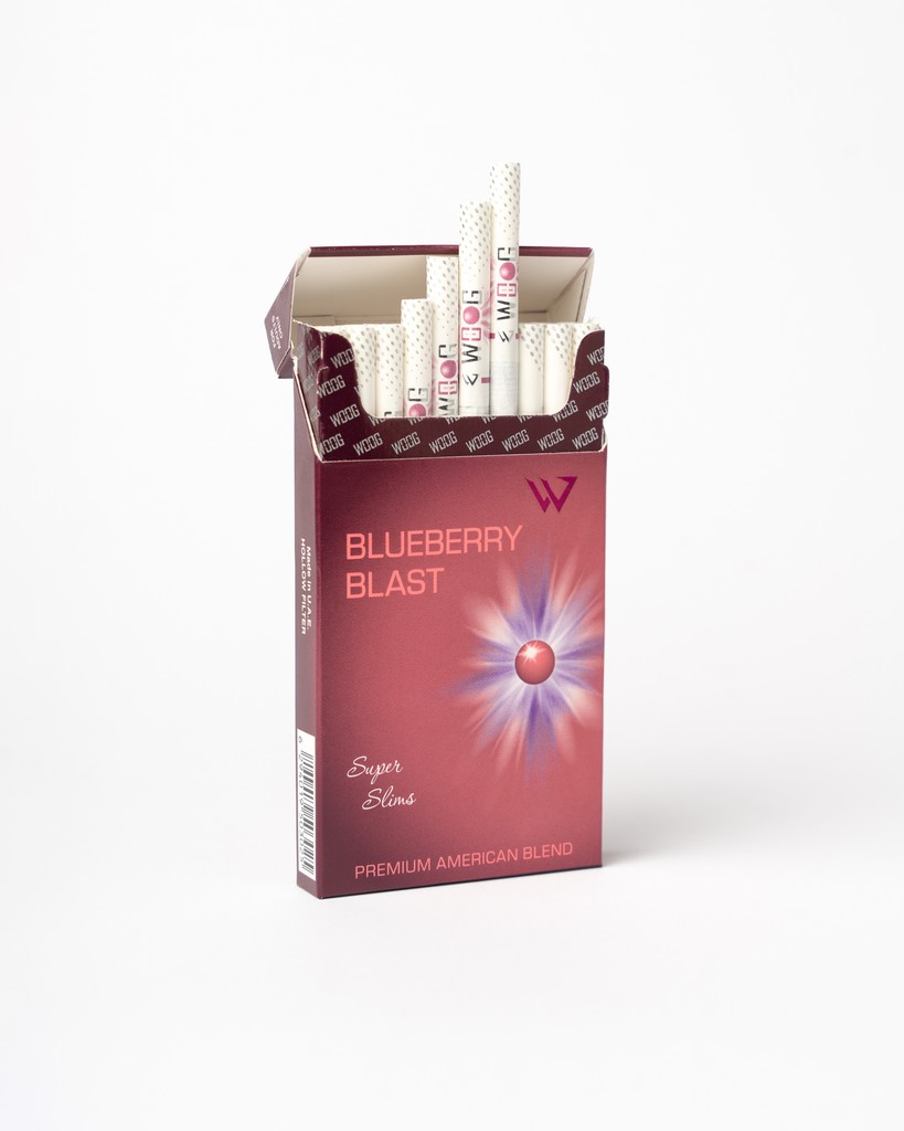 Woog blueberry blast cigarette pack.