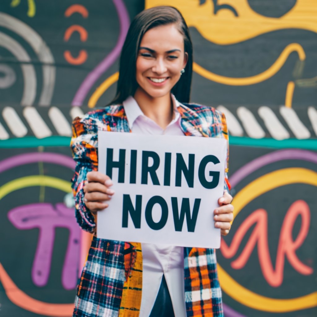 A person holding a work permit next to a 'Hiring Now' sign, illustrating the importance of work authorization.