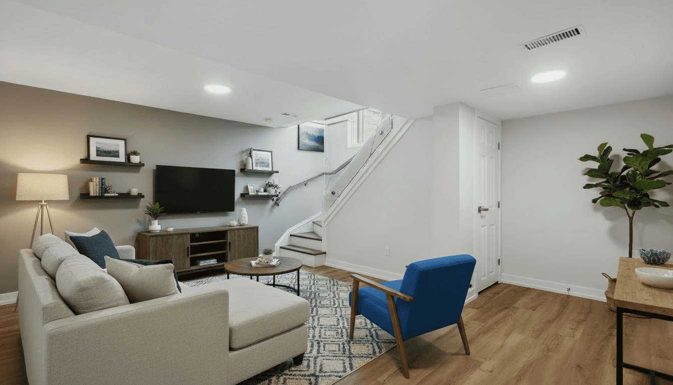 basement finished with tv