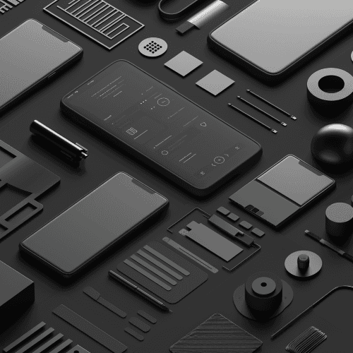 3d Elemente eines User Interfaces für eine mobile App.