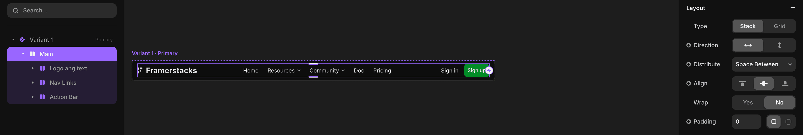 making space between on component