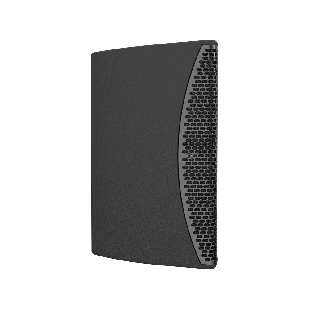 Black slanted speaker with grille