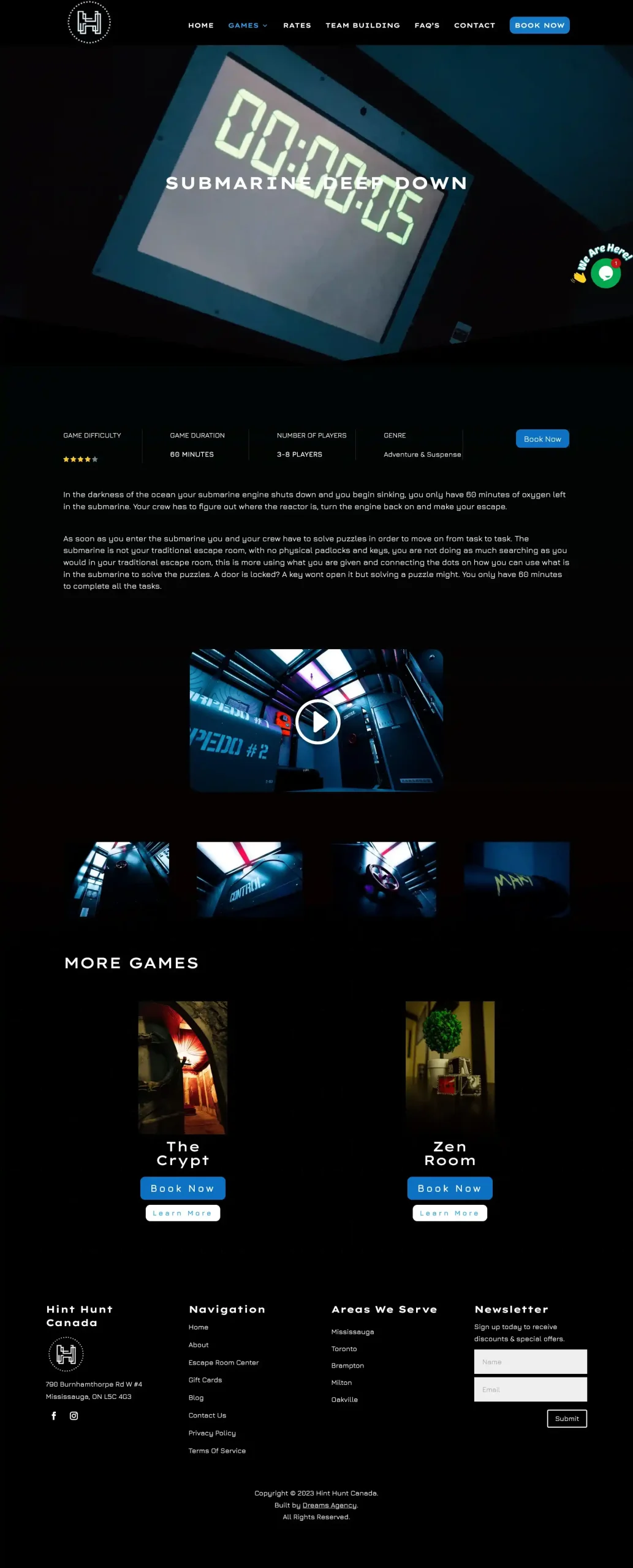 Submarine Deep Down for hinthuntcanada website developed & designed by Dreams Agency Mississauga, Ontario