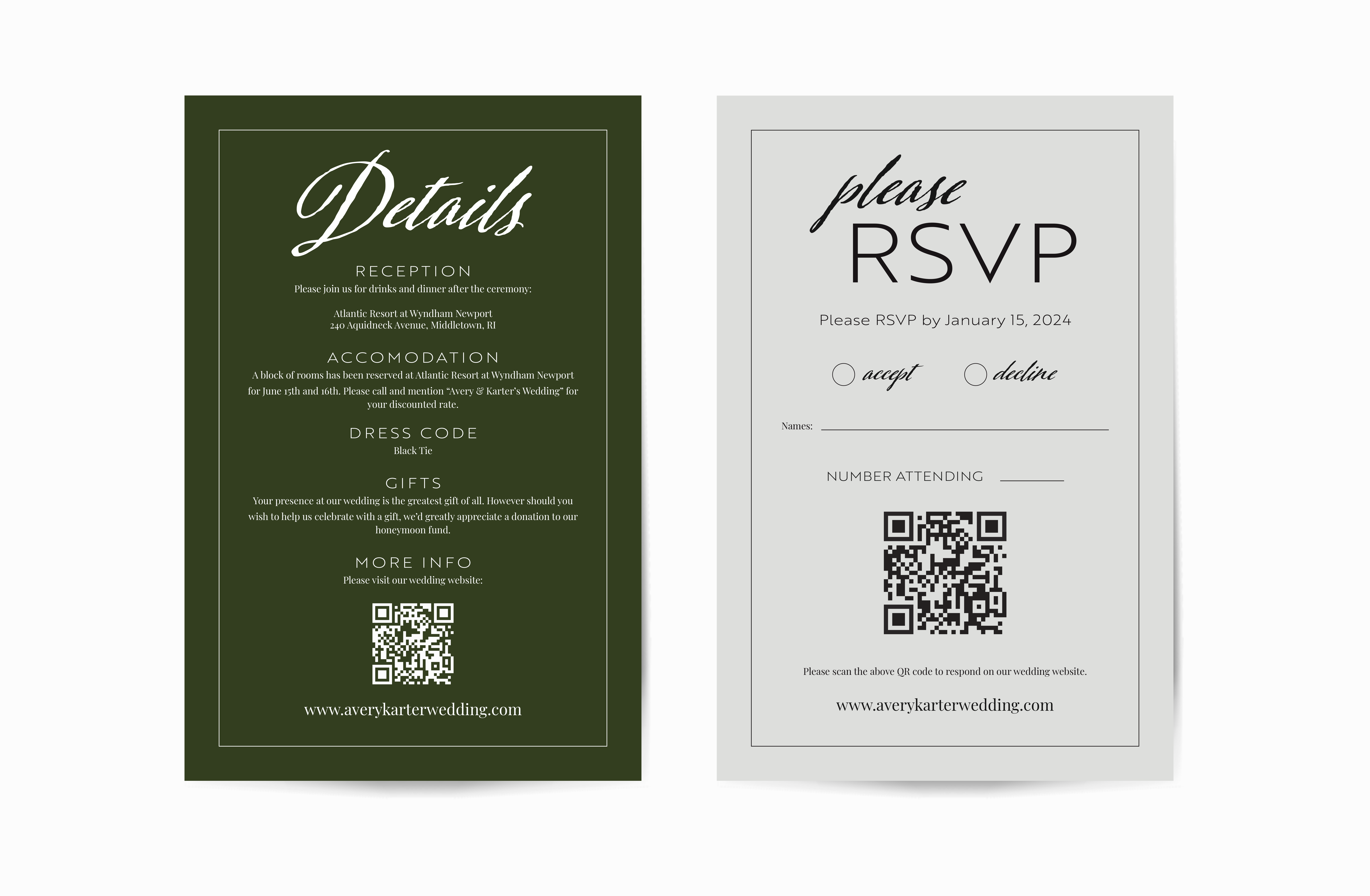 Wedding Details & RSVP Cards