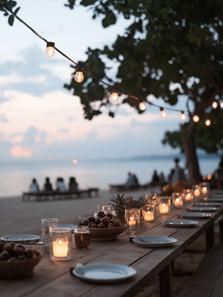 A dinner table at the beach