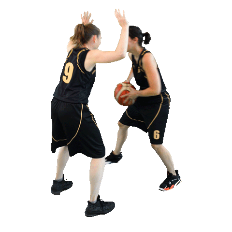 Deux joueuses de basketball en plein duel, l'une dribblant face à une défenseuse.