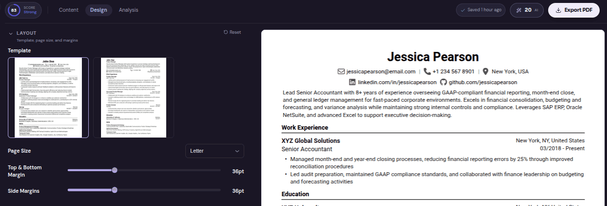 Wobo AI resume template picker showing only two template options