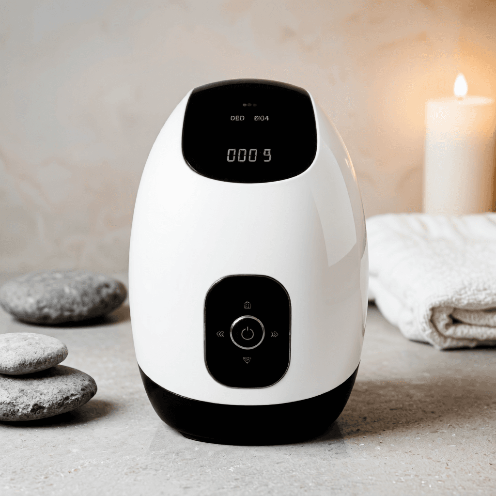 product photography of a dual-colored body care device for skin treatment