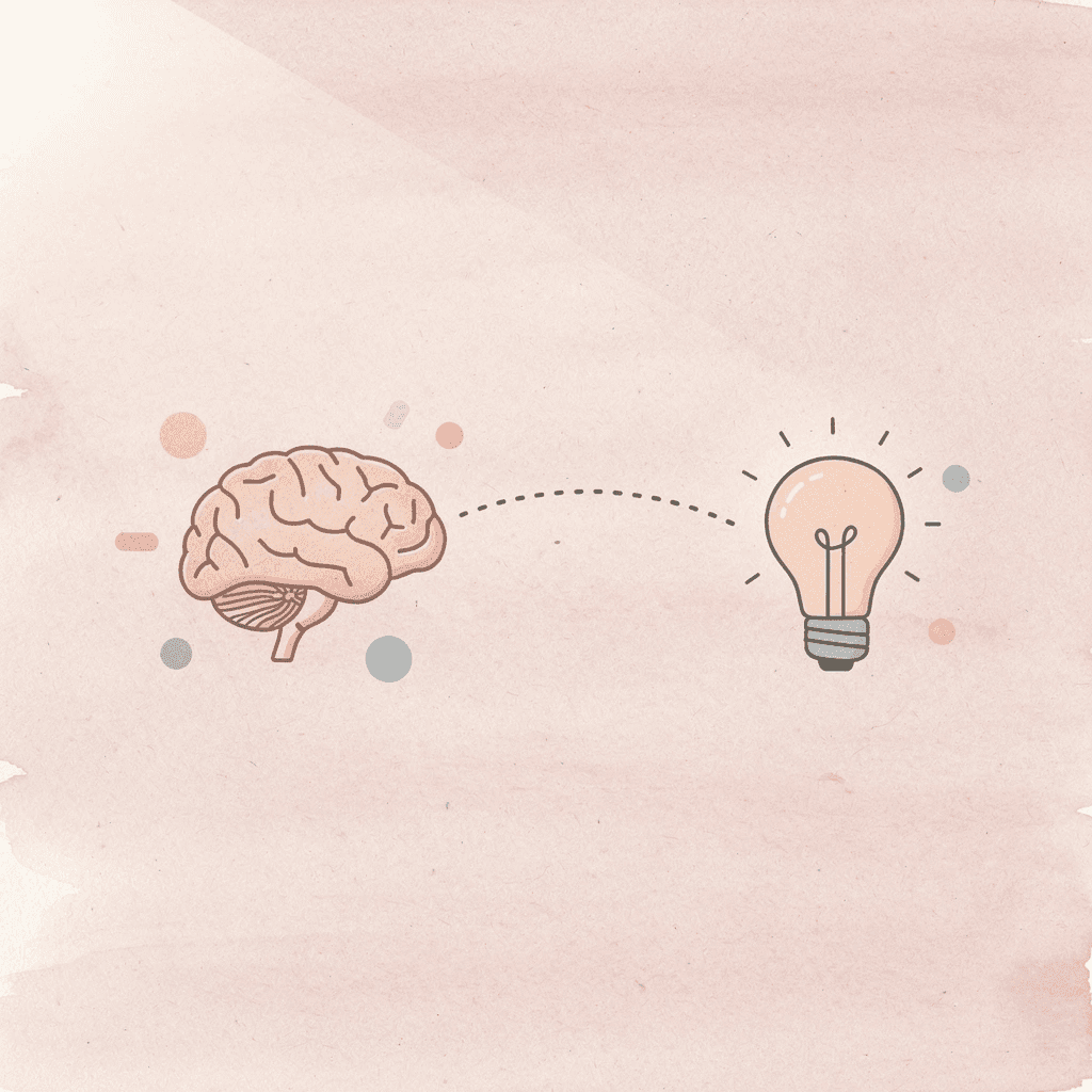 Brain and speech bubble connected by dotted line representing bridging the recognition and production gap