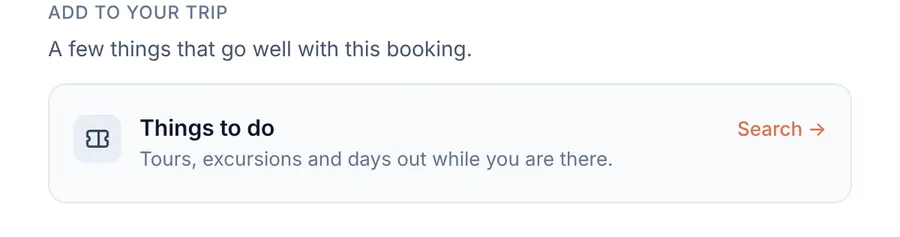 Add to your trip block with extras linked back to the booking