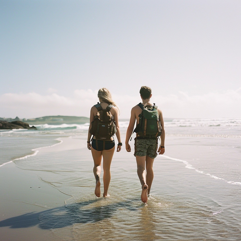 couple rucking on the beach