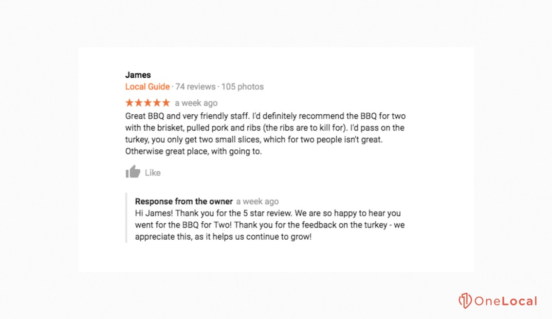 A Positive Google Business Review