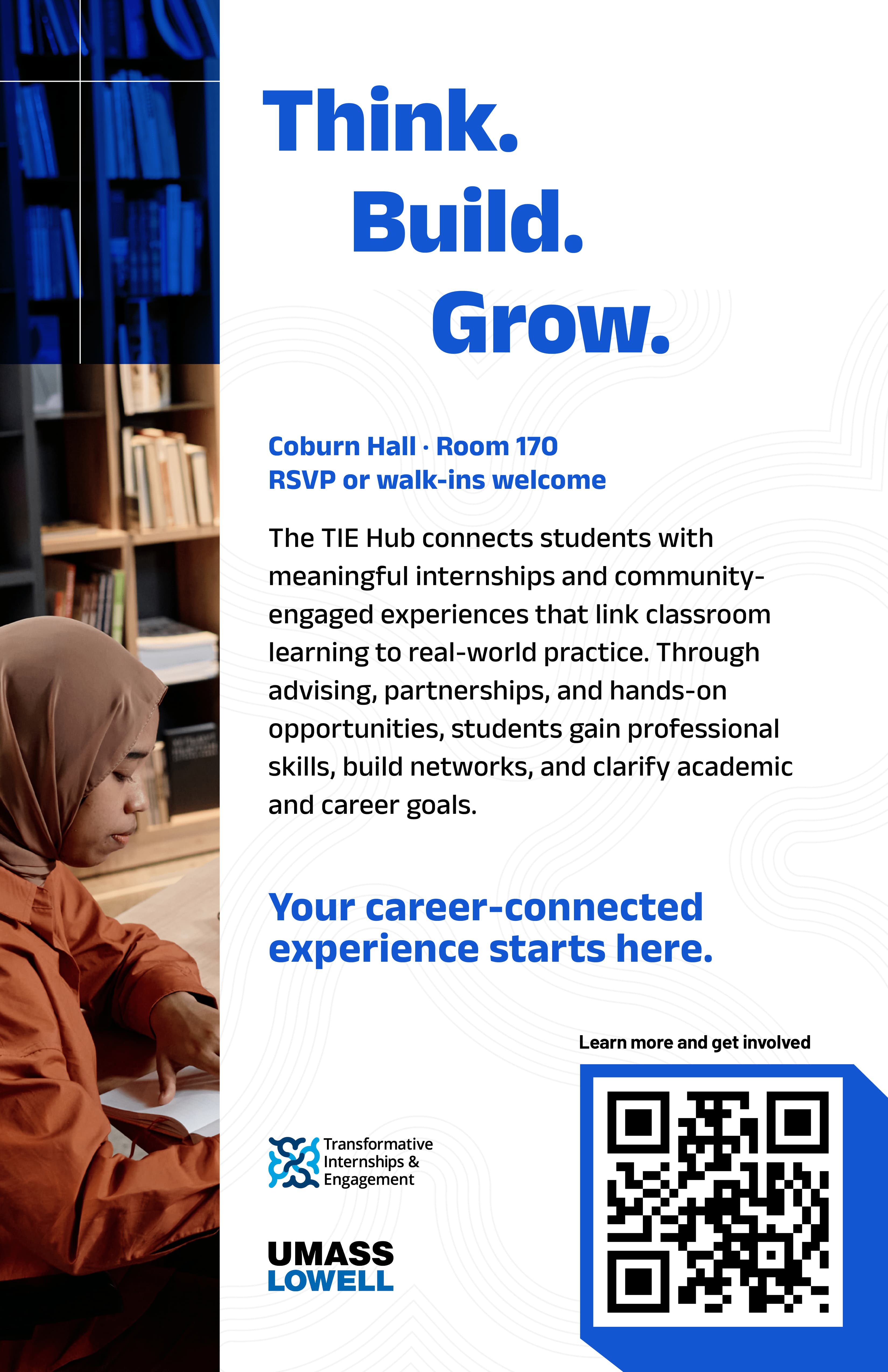 Think Build Grow, Print Material, Showcasing Tie Hub Logo in action