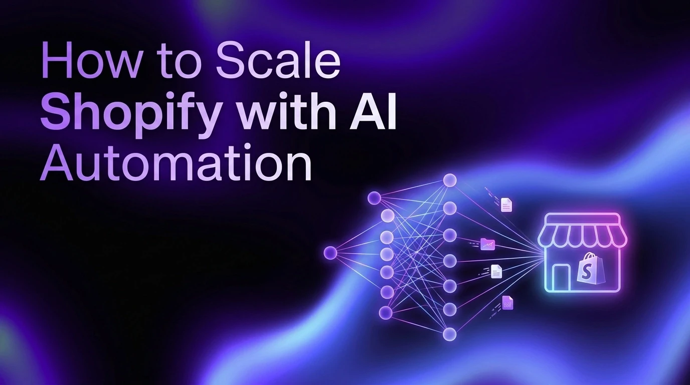 a purple gradient with text reading 'How to Scale Shopify with AI Automation'