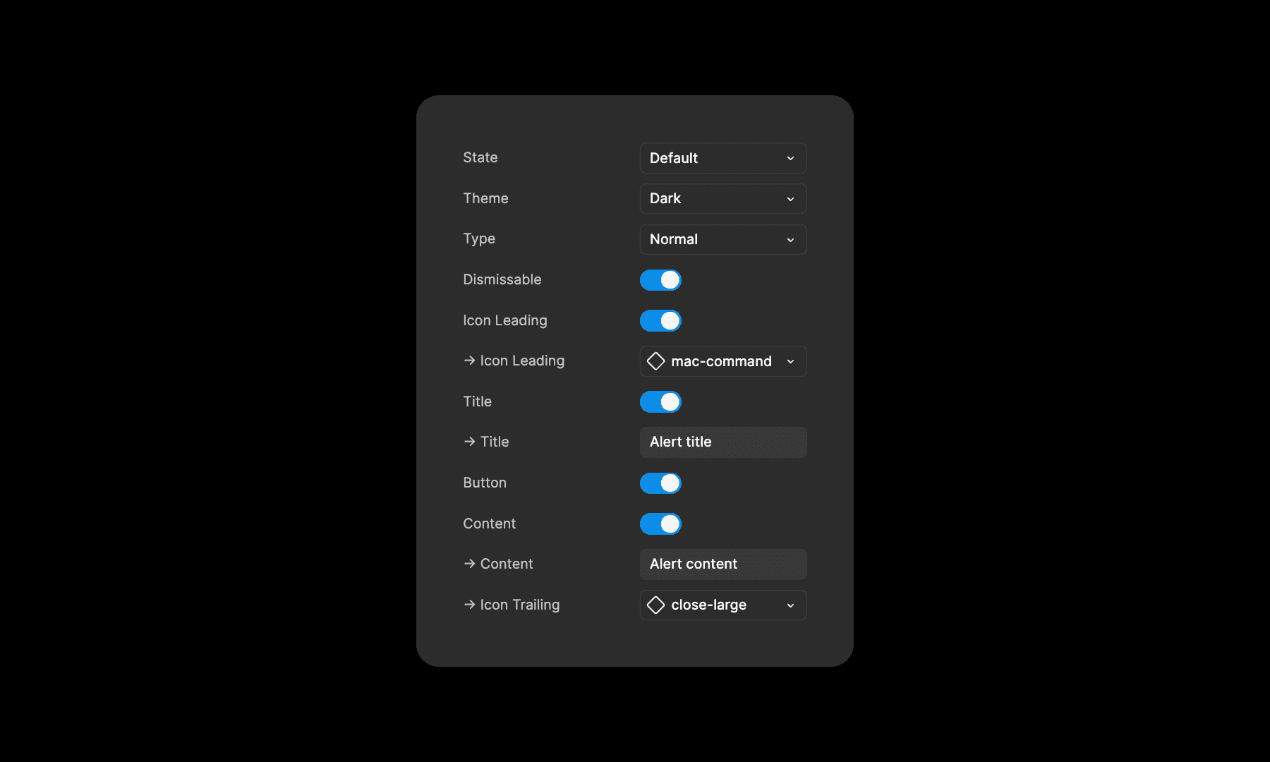 Alert Component Settings
