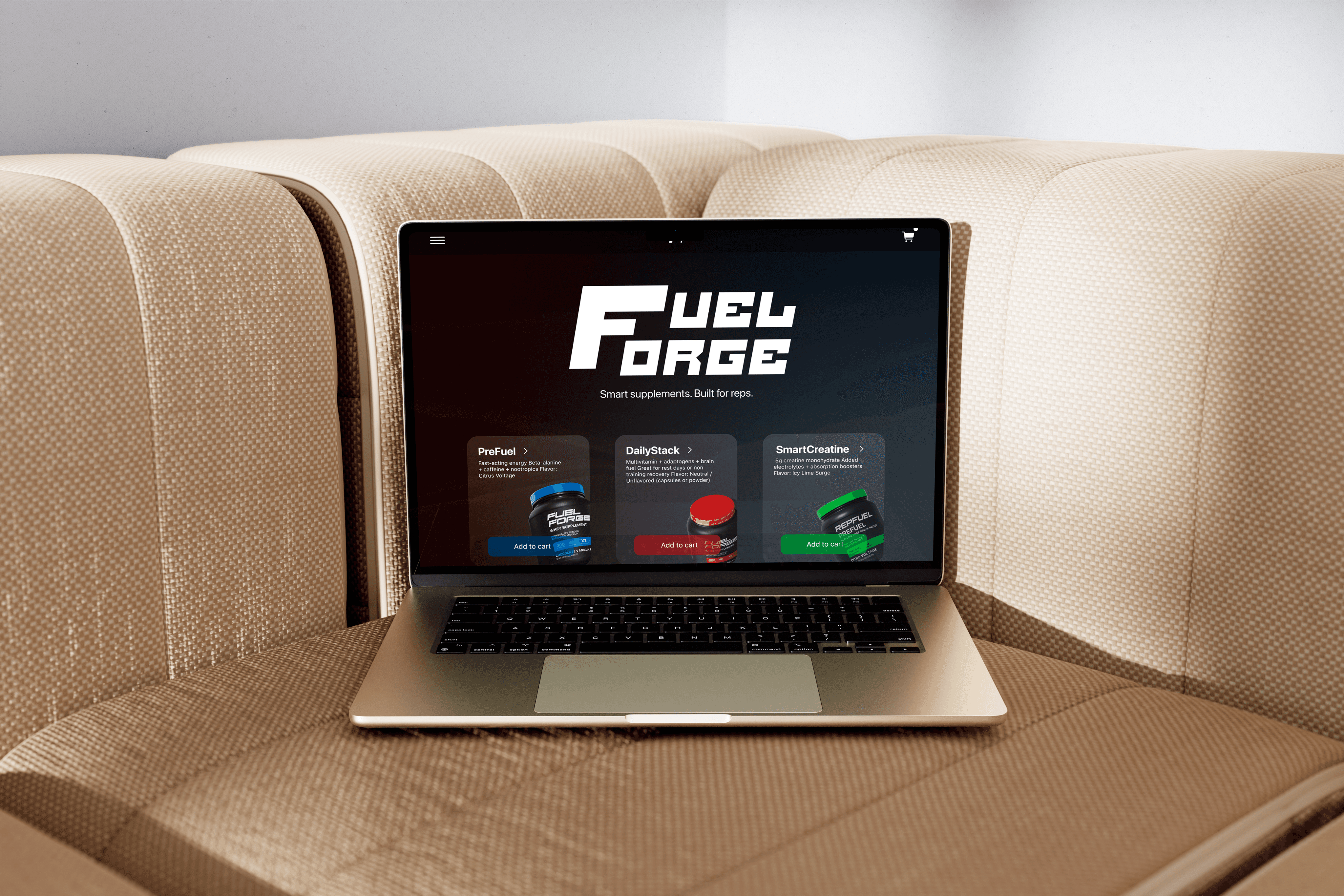 A MacBook Pro displaying a photographer's website