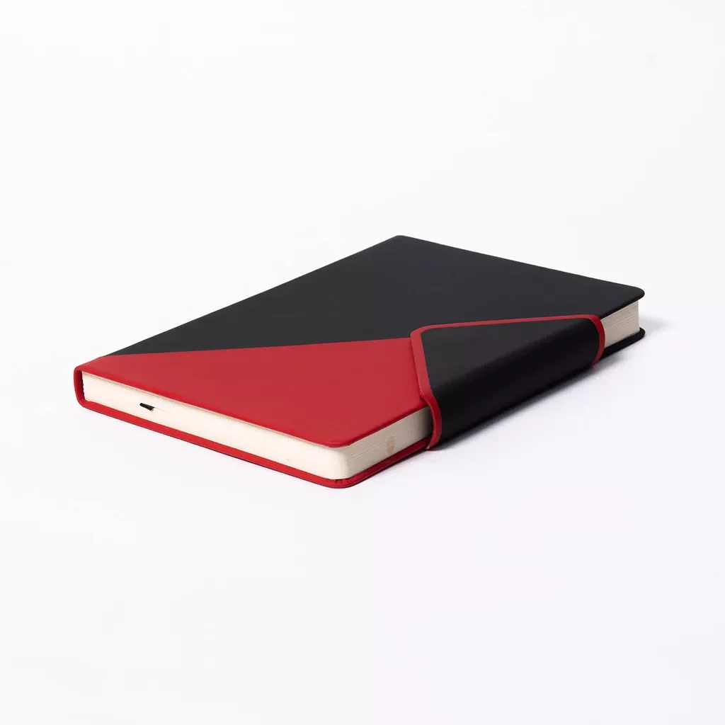 Custom A5 hard cover notebook with angular magnetic closure