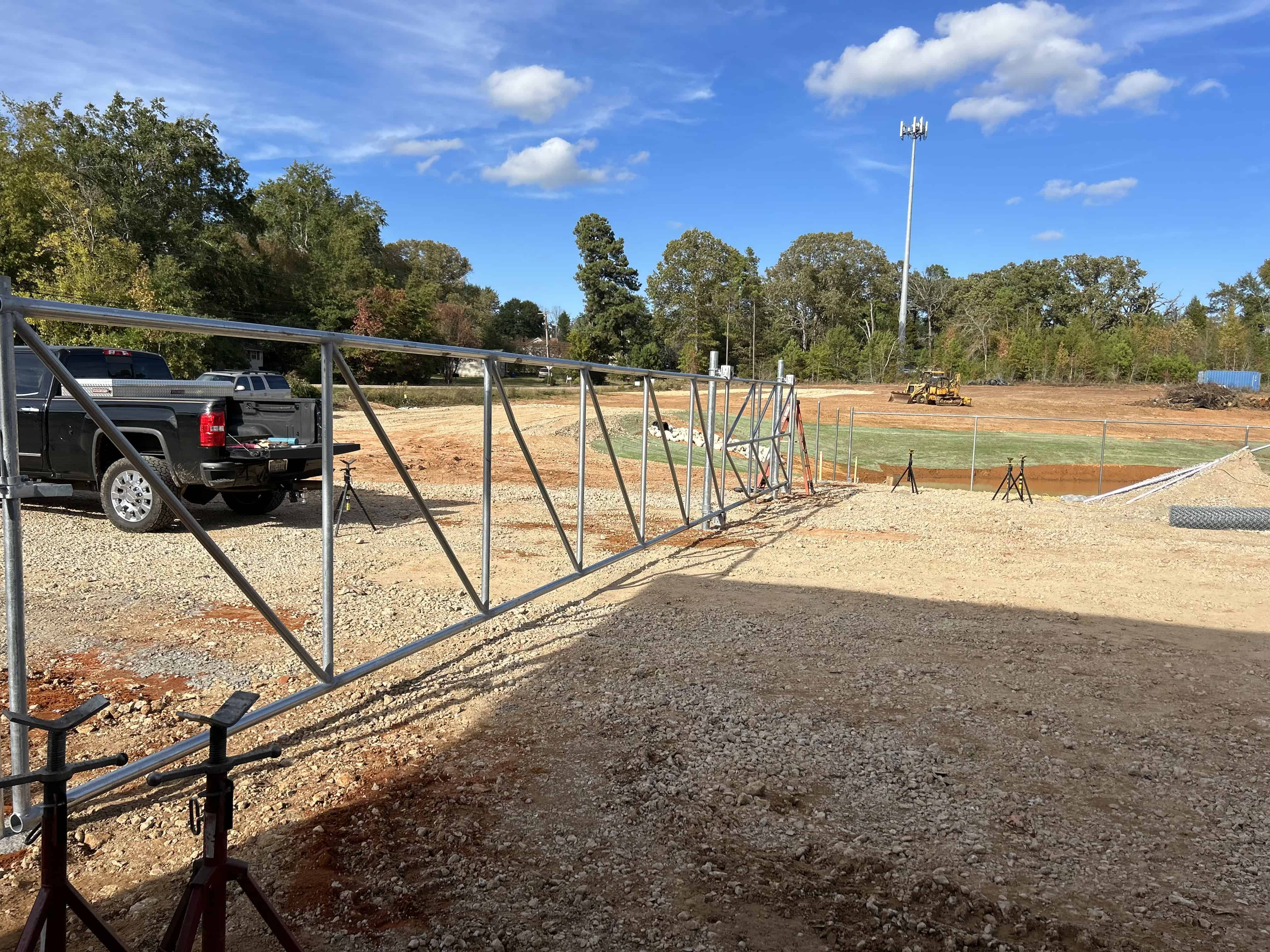 This is a commercial gate we built and installed for a dealership client in Henderson, Texas.  The gate was built per customer requirements for welding and fabrication.