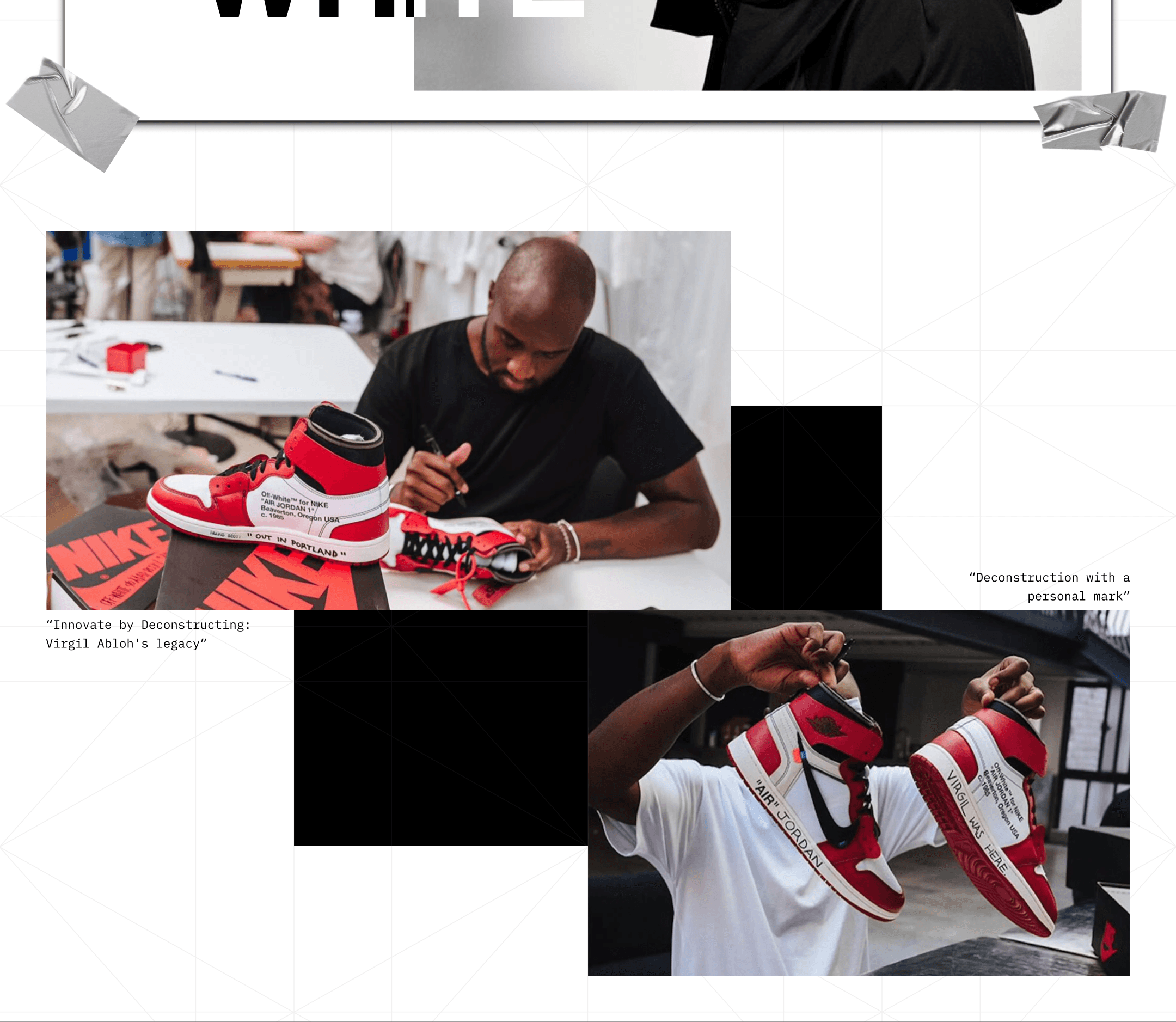 Collage of the nike project and subtext explaining what it is