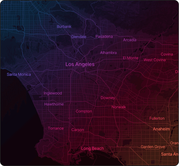 Visualized image of a map of Los Angeles, California.