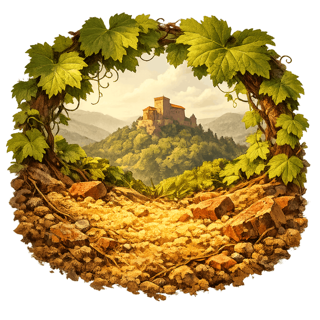 Detailed graphic of the Südliche Weinstrasse wine region.