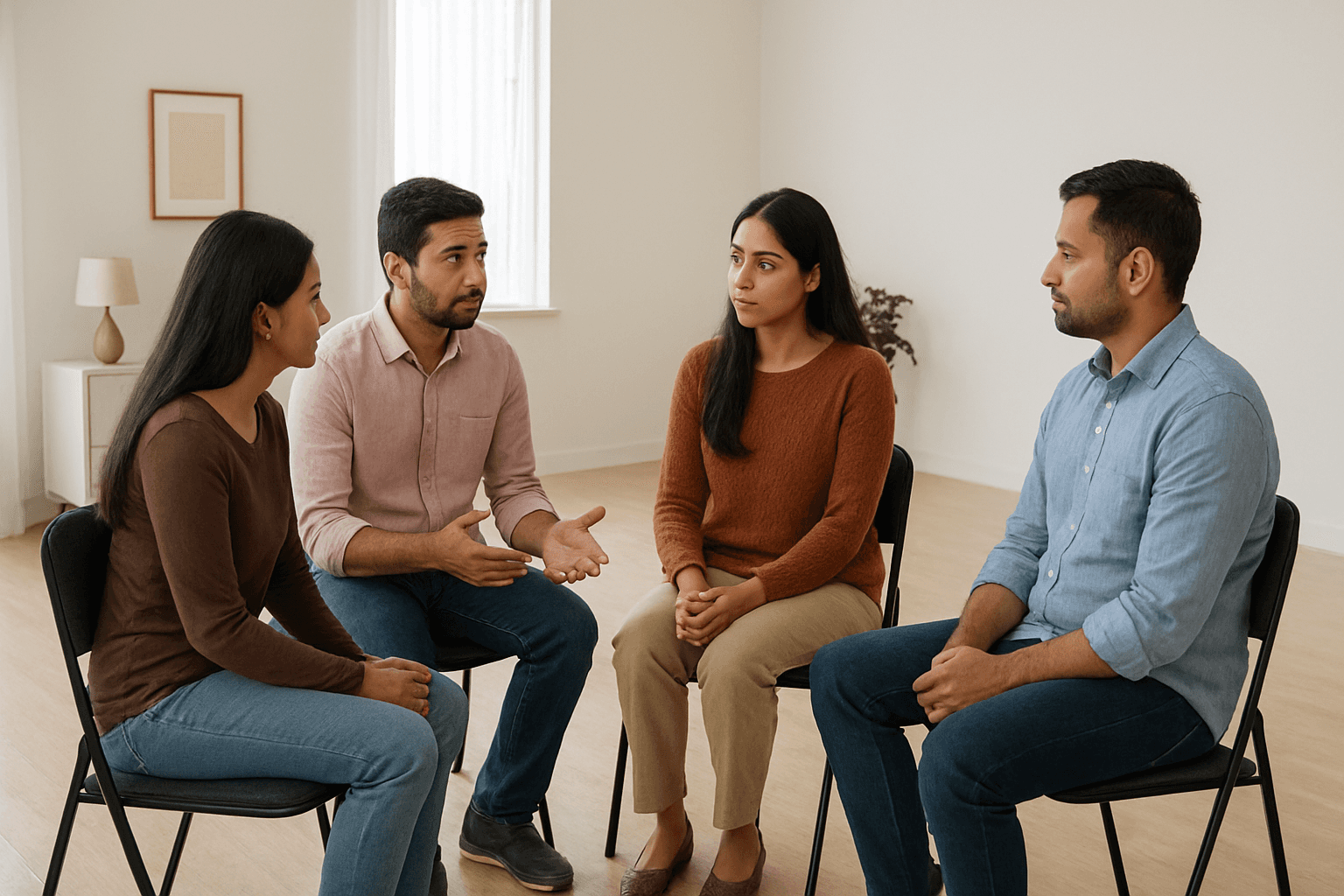 Therapist-led group counseling session for mental wellness