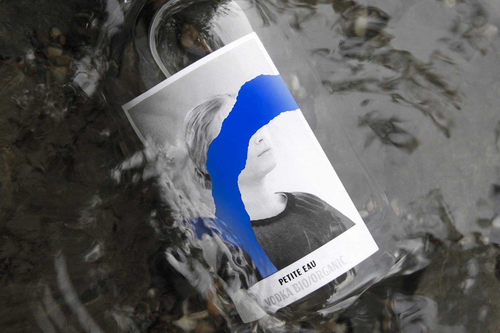 Abstract streaks of orange and blue light